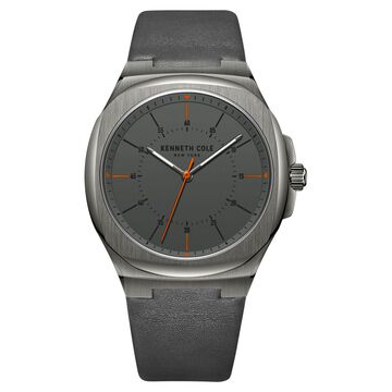 Kenneth Cole Quartz Analog Grey Dial Leather Strap Watch for Men