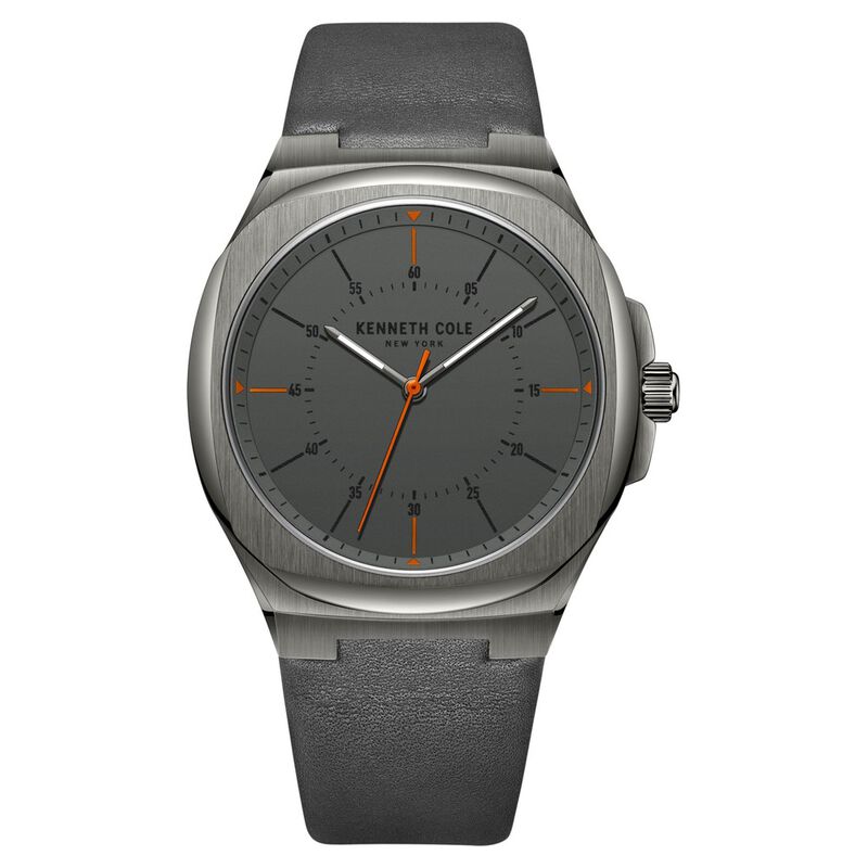 Kenneth Cole Quartz Analog Grey Dial Leather Strap Watch for Men - image number 0
