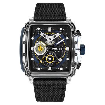 Police Quartz Chronograph Black Dial Multicoloured Silicone Strap Watch For Men
