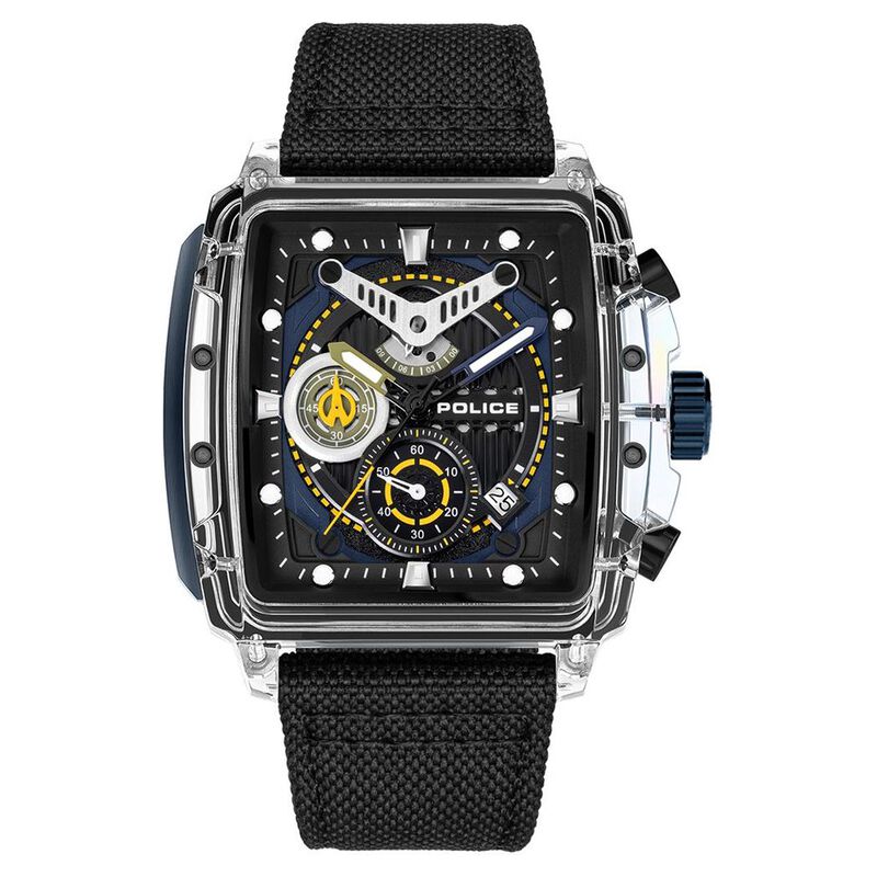 Police Quartz Chronograph Black Dial Multicoloured Silicone Strap Watch For Men