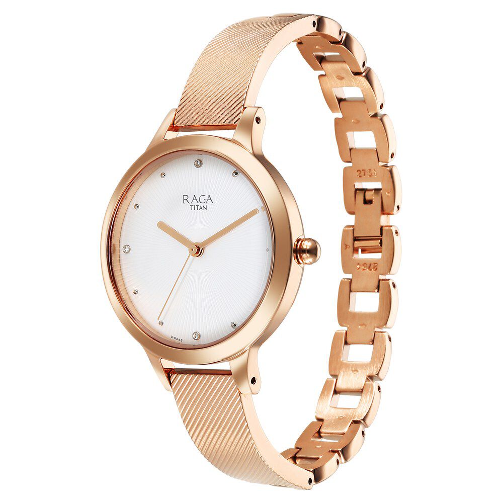 Titan raga analog white dial women's watch on sale