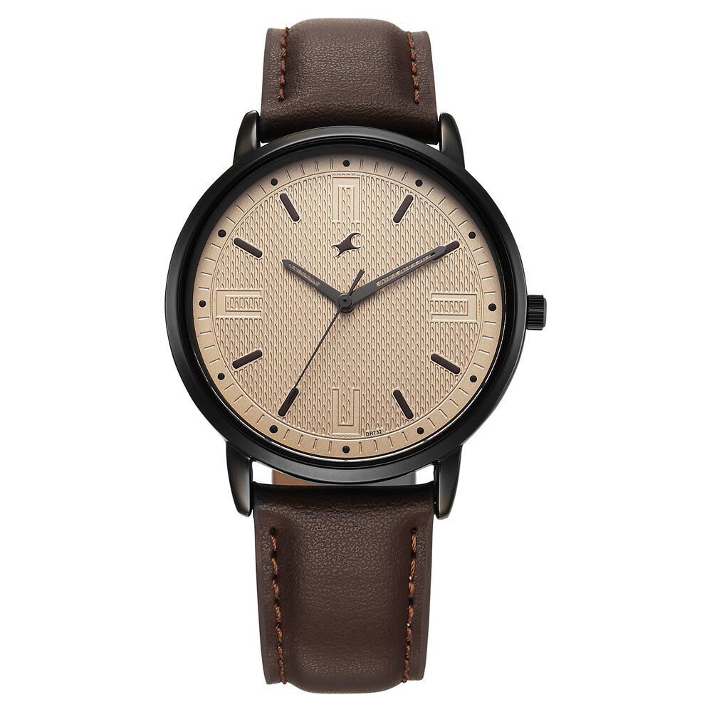Fastrack Stunners X Quartz Analog Beige Dial Leather Strap Watch For Guys-image-46
