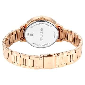 Titan Purple Razzle Dazzle Quartz Analog with Day and Date Green Dial Rose Gold Stainless Steel Strap Watch For Women
