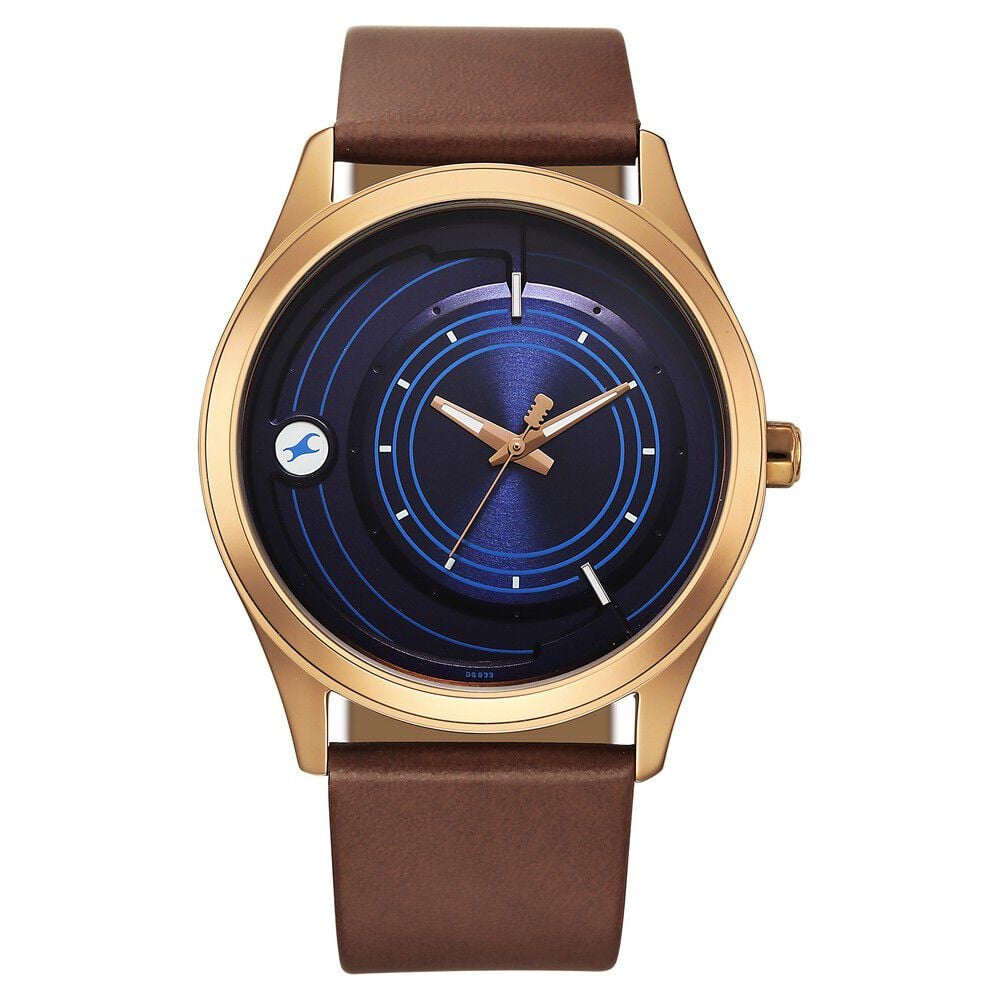 Fastrack Groove Quartz Analog Blue Dial Brown Leather Strap Watch For Guys-image-41