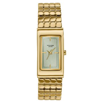Poze Poze Quartz Analog Green Dial Golden Metal Strap Watch For Women