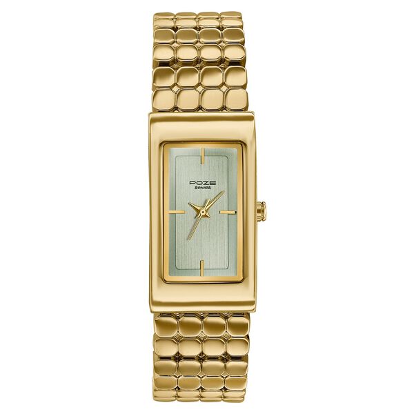 Poze Poze Quartz Analog Green Dial Golden Metal Strap Watch For Women - image number 1