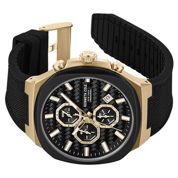 Kenneth Cole Quartz Chronograph Black Dial Black Silicone Strap Watch For Men