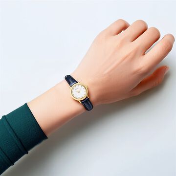 Titan Nebula Vintage 18k Gold Analog Leather Strap Watch for Women