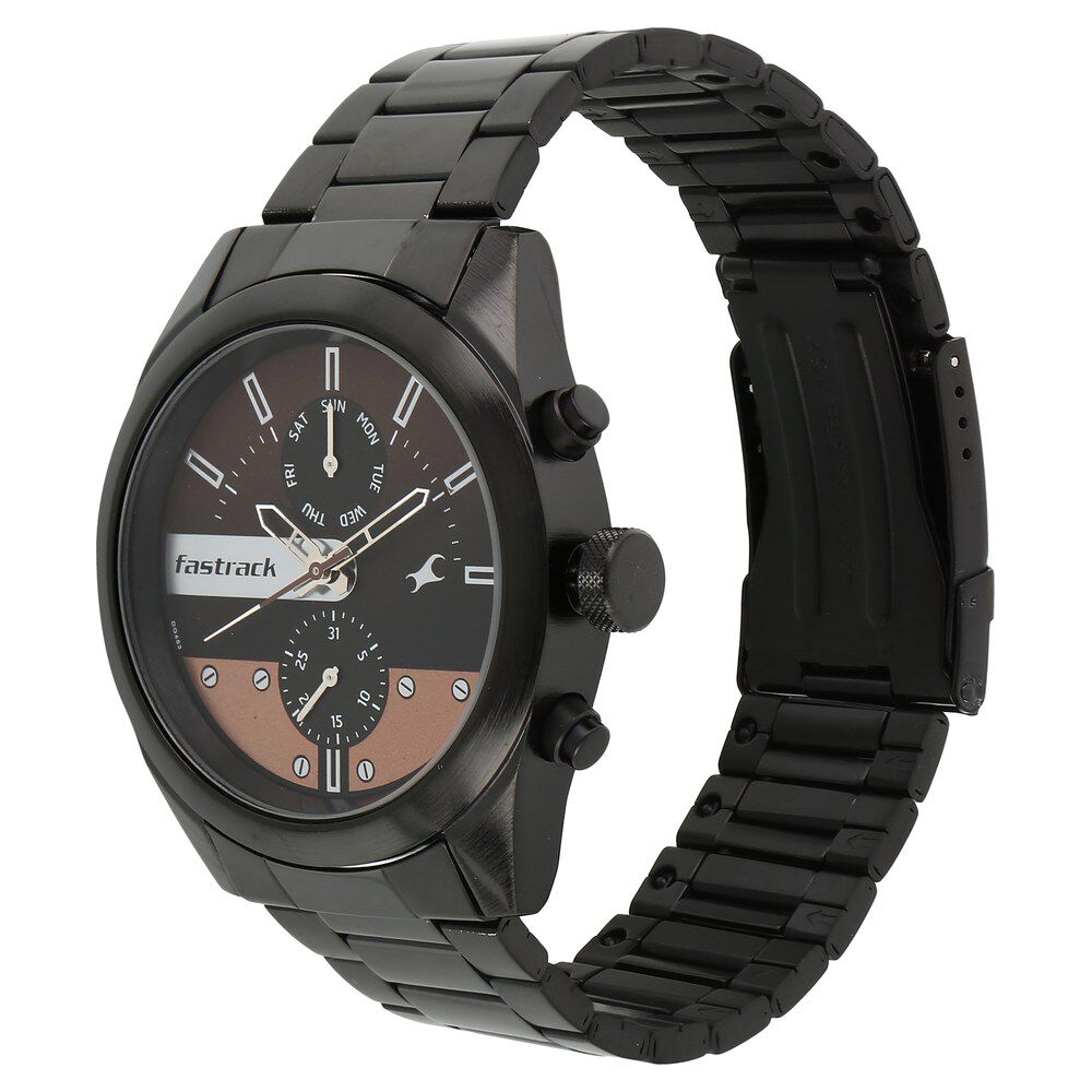 Buy Online Fastrack All Nighters Quartz Multifunction Brown Dial