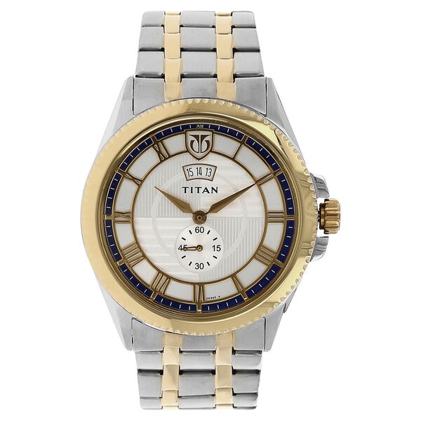 Titan Regal Crest Silver Dial Analog with Date Stainless Steel Strap watch for Men - image number 0