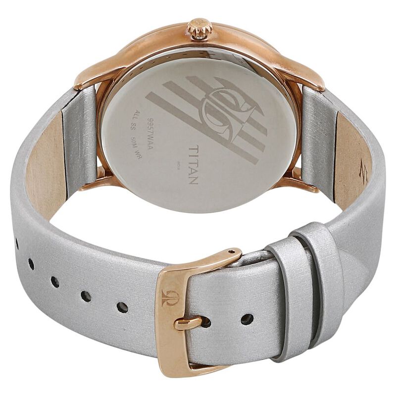 Titan Quartz Analog Mother of Pearl Dial Leather Strap Watch for Women - image number 3