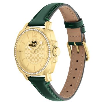 Coach Quartz Analog Golden Dial Leather Strap Watch for Women