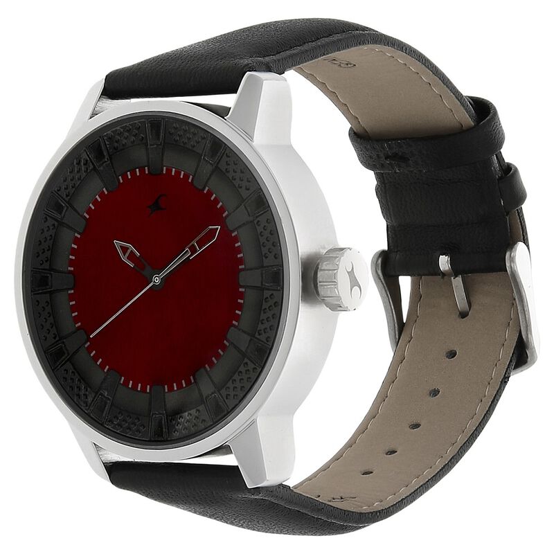 Fastrack Quartz Analog Red Dial Leather Strap Watch for Guys - image number 1