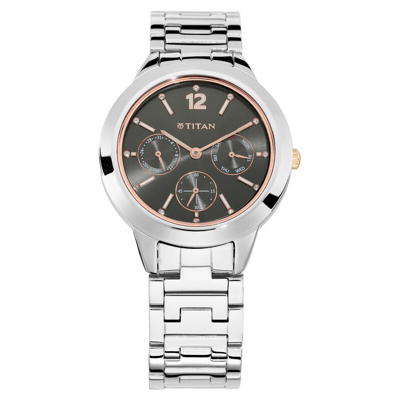 Titan Workwear Rose Gold Dial Quartz Multifunction Stainless Steel Strap watch for Women - image number 0