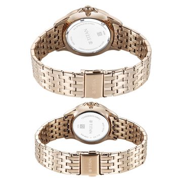 Titan Bandhan Quartz Analog with Date Silver Dial Rose Gold Stainless Steel Strap Watch For Couple