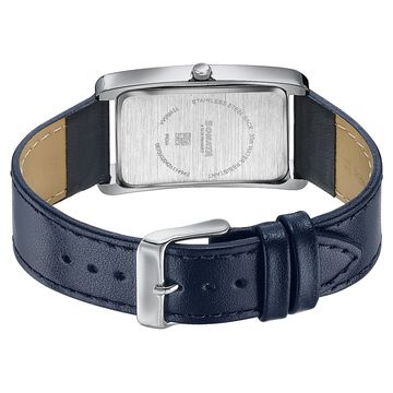 Sonata Ascent Blue Rectangular Watch with Blue Leather Strap
