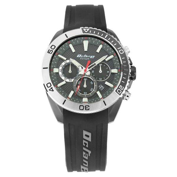 Titan Octane Hyper Lume Black Dial Chronograph Silicone Strap watch for Men - image number 1