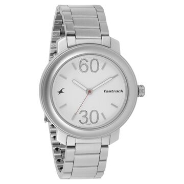 Fastrack Quartz Analog Silver Dial Stainless Steel Strap Watch for Guys