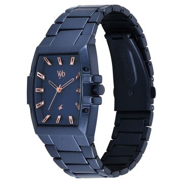 Vyb Pioneer By Fastrack Quartz Analog Blue Dial Metal Strap Watch For Guys