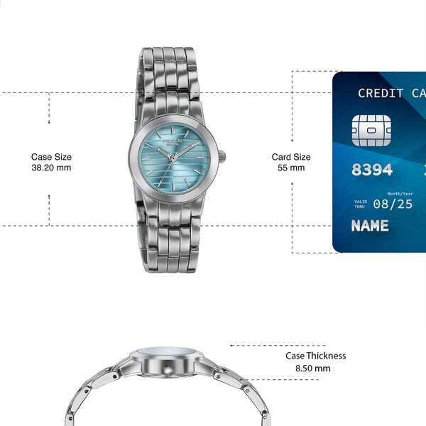 Poze Poze Quartz Analog Blue Dial Silver Metal Strap Watch For Women - image number 3