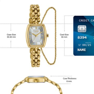 Poze Poze Quartz Analog White Dial Golden Metal Strap Watch For Women