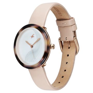 Fastrack Younique Quartz Analog Mother Of Pearl Dial LeatherStrap Watch For Girls