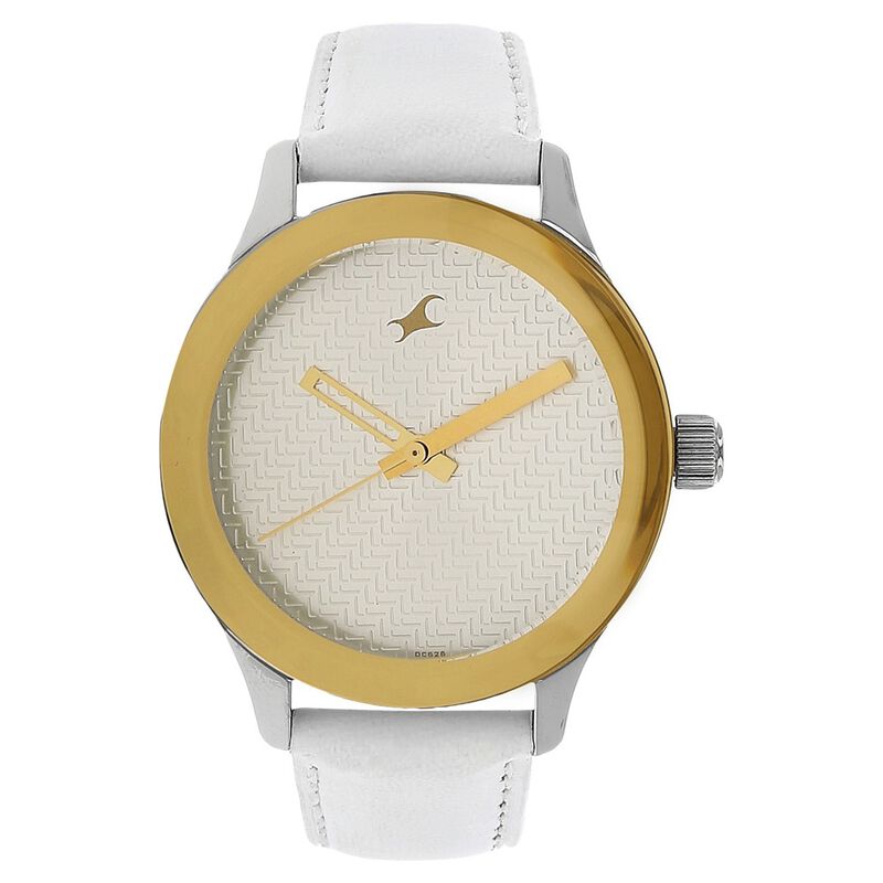 Fastrack Quartz Analog Silver Dial Leather Strap Watch for Girls
