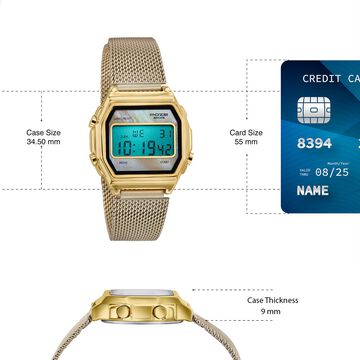 Poze By Sonata Digital Digital Beige Dial Beige Metal Strap Watch For Women