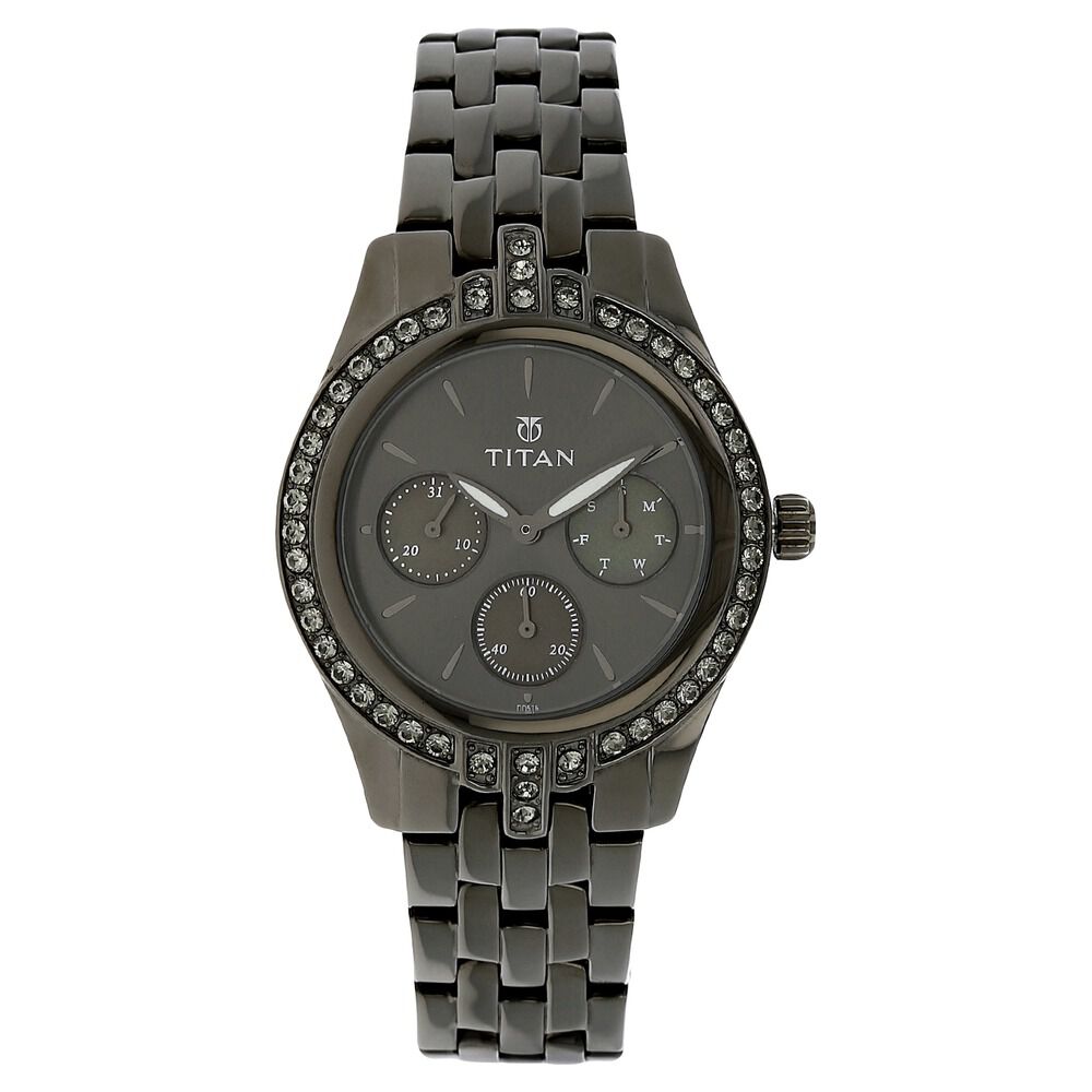 Titan raga black metal watch hot sale