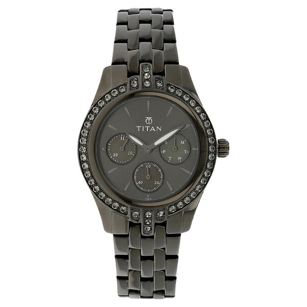 Titan Quartz Analog Grey Dial Stainless Steel Strap Watch for Women - image number 0