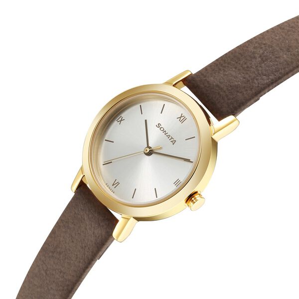 Ladies Essentials Silver Dial Leather Strap Watch for Women - image number 2