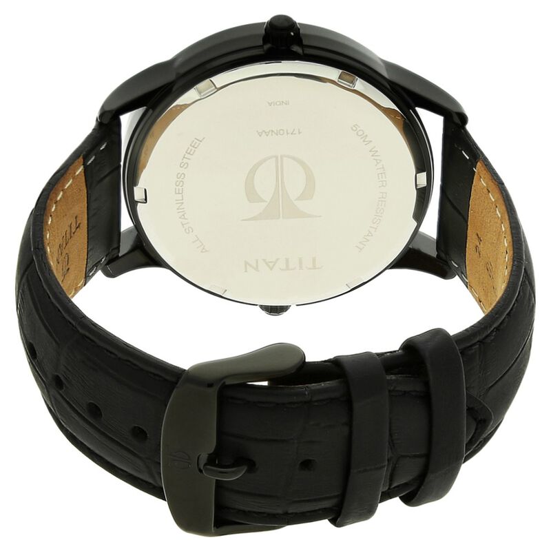 Titan Globe Trotter Grey Dial Quartz Multifunction Leather Strap Watch for Men - image number 3