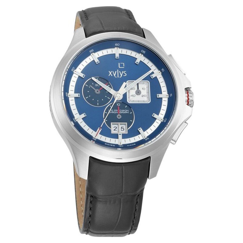 Xylys Quartz Chronograph Blue Dial Leather Strap Watch for Men - image number 0