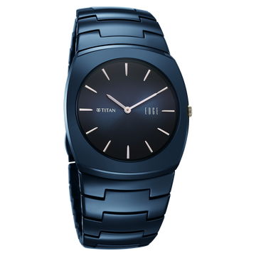 Titan Edge Fumage Quartz Analog Blue Dial Blue Ceramic Strap Watch For Men