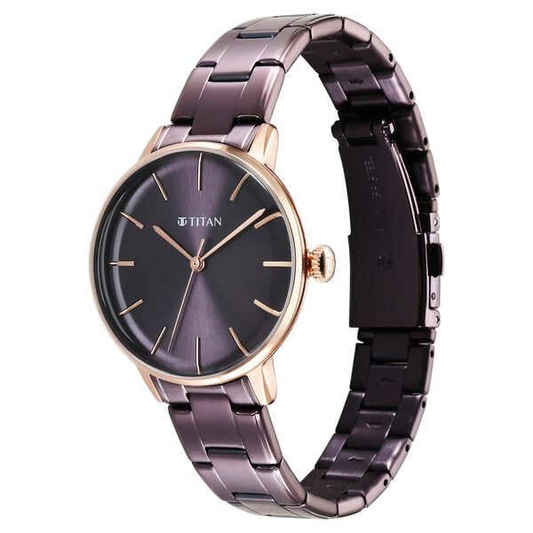 Titan TGIF Quartz Analog Brown Dial Purple Stainless Steel Strap Watch for Women - image number 2