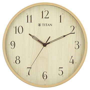 Titan Contemporary Wall Clock Quartz Analog Light Brown Dial - Size 31 cm x 31 cm (Medium)