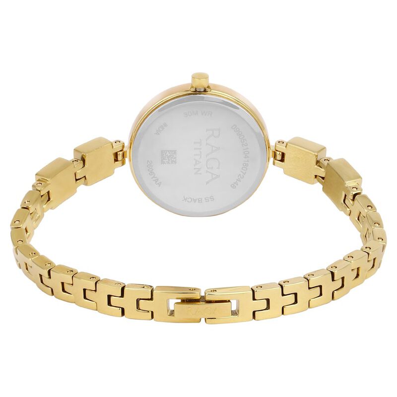 Titan Raga Viva Silver Dial Analog with Date Golden Metal Strap watch for Women - image number 4