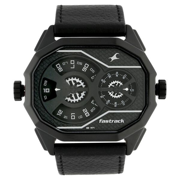 Fastrack Quartz Analog Black Dial Leather Strap Watch for Guys - image number 0