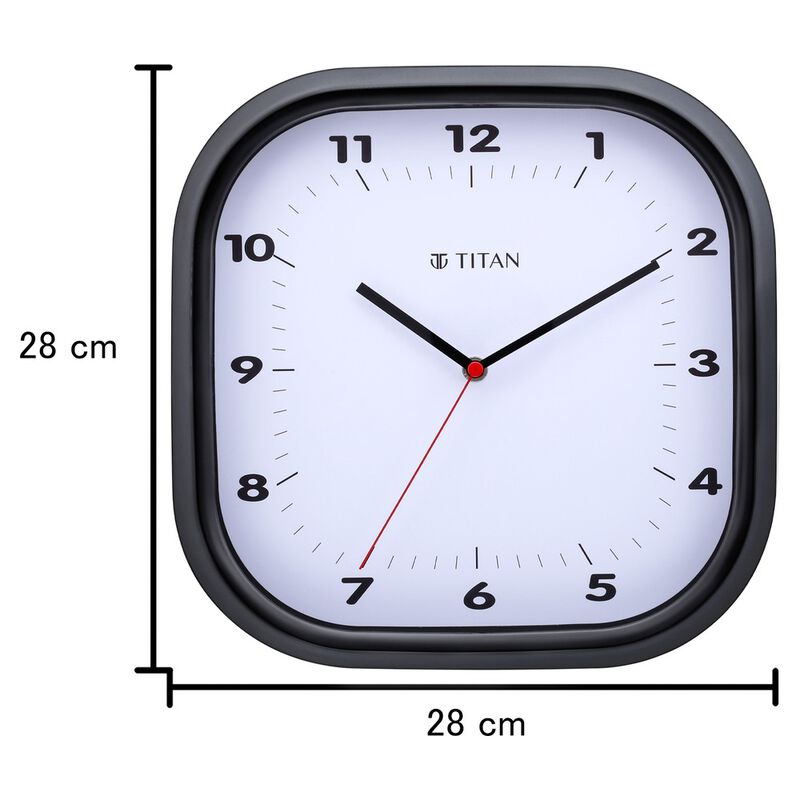 Titan Contemporary Black Wall Clock with Silent Sweep Technology - 30.8 cm x 30.8 cm (Medium) - image number 5