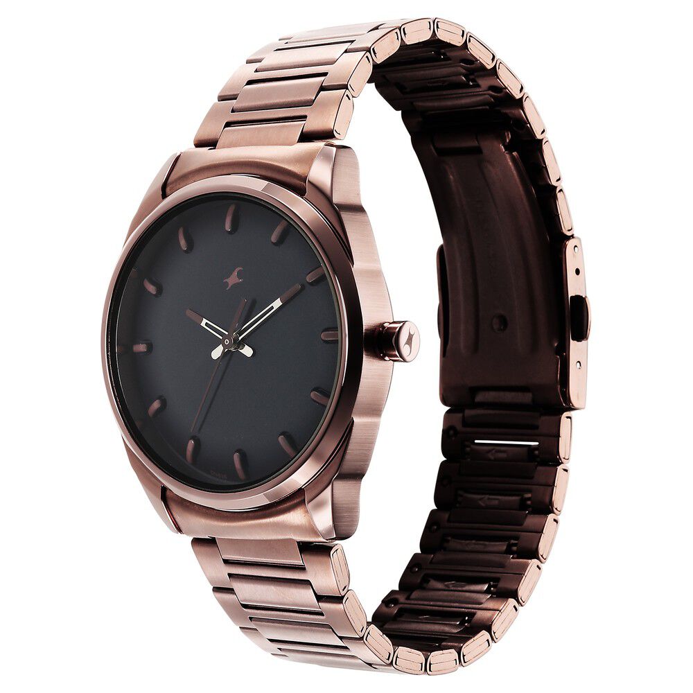 Fastrack black metal strap discount