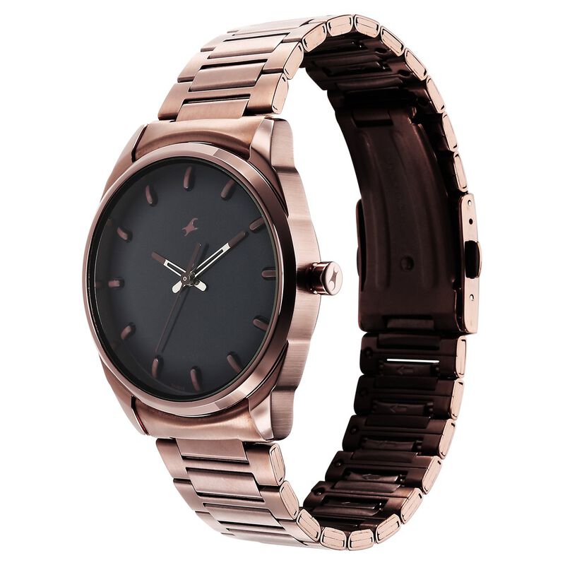 Fastrack Quartz Analog Black Dial Brown Stainless Steel Strap Watch for Guys - image number 2