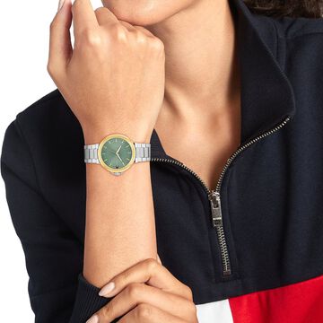 Tommy Hilfiger Quartz Analog Green Dial Silver Stainless Steel Strap Watch For Women