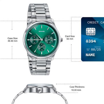 Sonata Men's Work Wear emerald green dial Watch - Premium Multifunction design for everyday style