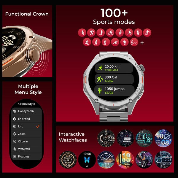 Fastrack Marvellous FX1 Unisex Smart Watch With Black Metal Strap - image number 5