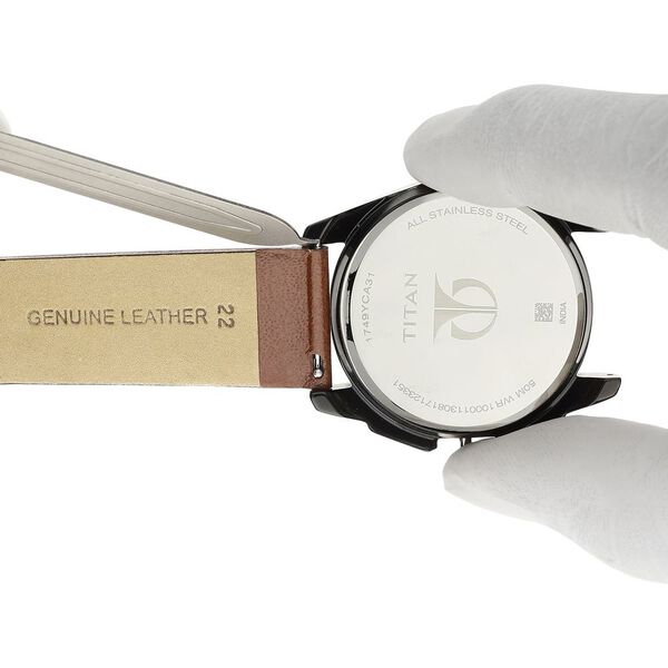 22 mm Tan Genuine Leather Strap for Men - image number 5