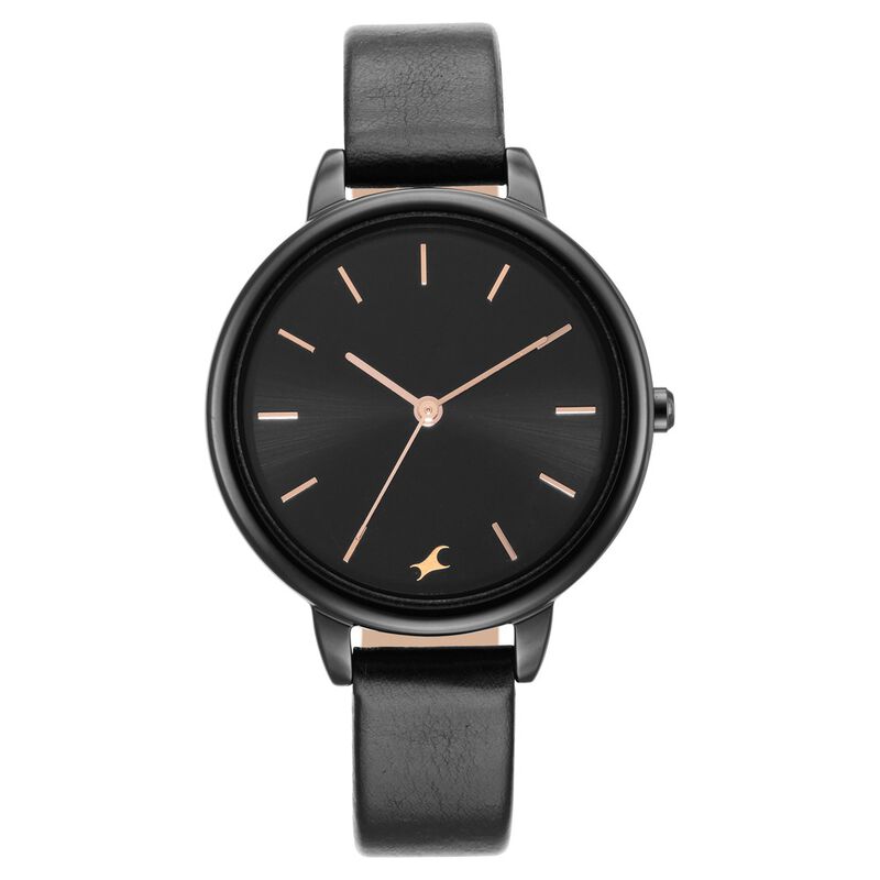 Fastrack Glitch Quartz Analog Black Dial Leather Strap Watch for Girls - image number 1