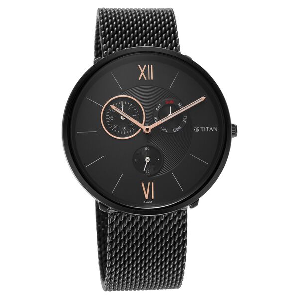 Titan Men's Slimline Multifunction Watch with Elegant Weave Strap - image number 1