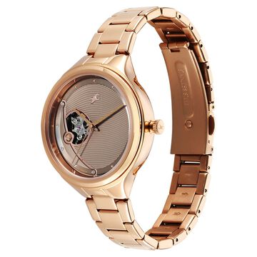 Fastrack Automatic Rose Gold Dial Metal Strap Watch For Girls
