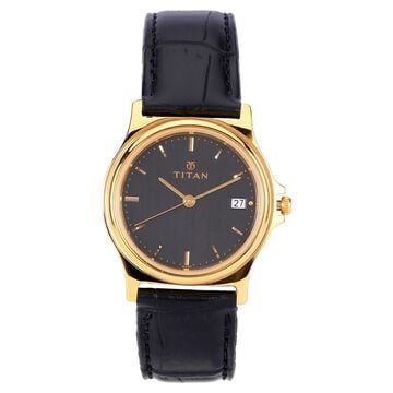 Titan Karishma Black Dial Analog with Date Leather Strap watch for Men