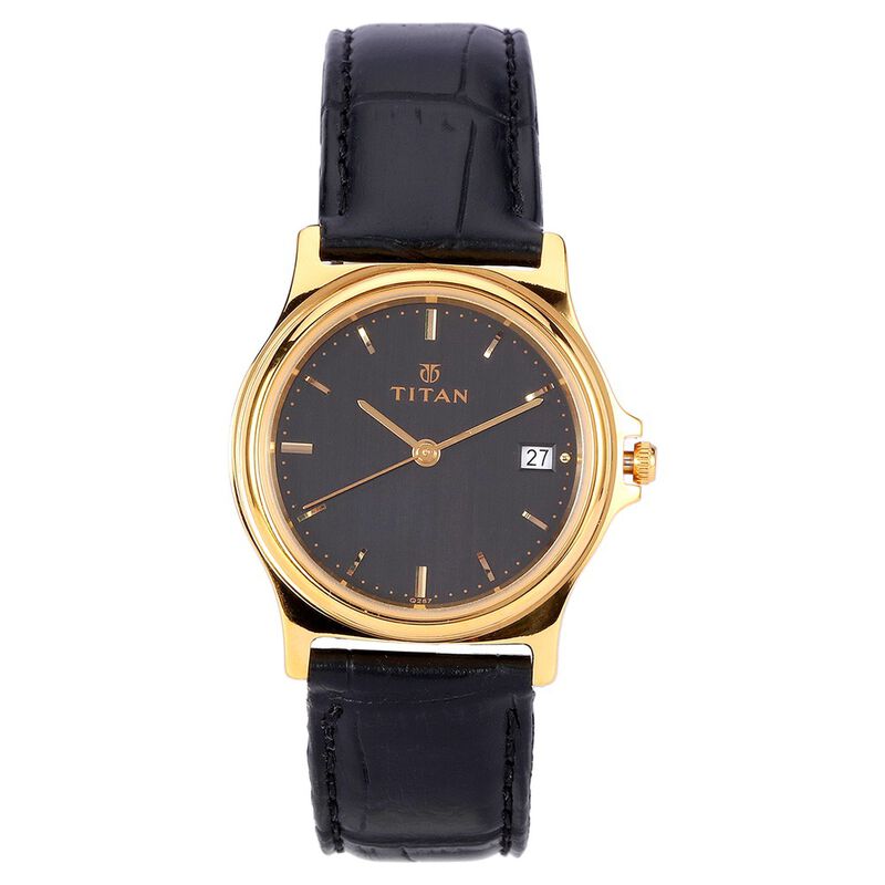 Titan Karishma Black Dial Analog with Date Leather Strap watch for Men - image number 0